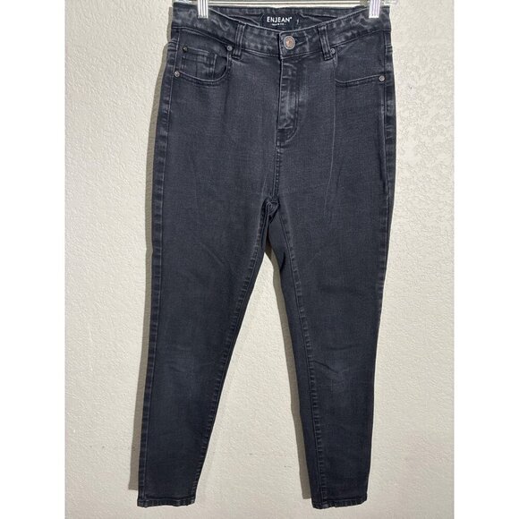 Enjean Jeans Size 9 Black Denim High-Waisted Skinny - Picture 1 of 8